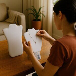 Set of 2 Grey Jewelry Easel Displays and Ring Display